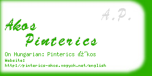 akos pinterics business card